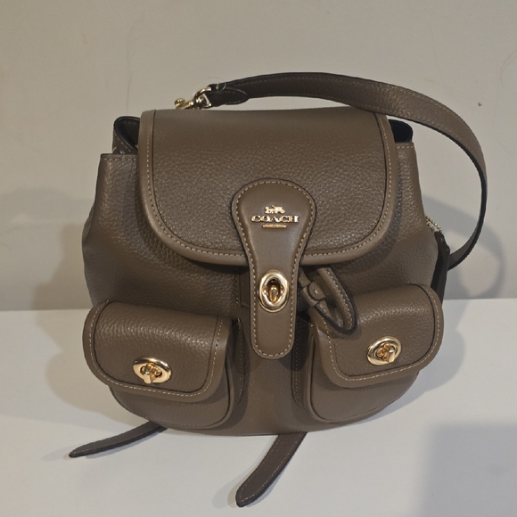 Coach Handbags - Coach Taupe Leather Backpack